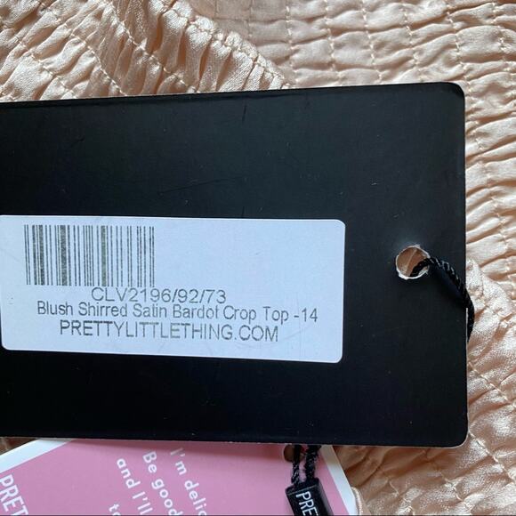 Pretty Little Thing Blush Bardot Crop Top Size 10 - Picture 5 of 6